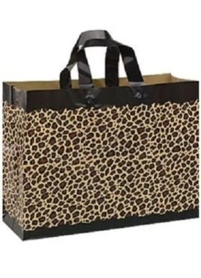 Bolsas de plástico 100 leopardo guepardo escarchado compras grandes regalo 16 x 6 x 12" esmerilado Foto 1 de 3