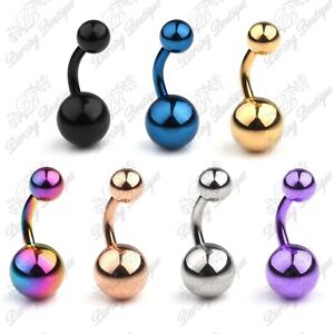 Belly Bars Navel Button Bar Piercing Jewellery Ring Curve Plain Anodised