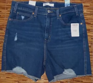 PANTALONCINO A VITA ALTA FIRMATO LEVI STRAUSS MISSES 5" DENIM ELASTICIZZATO NUOVO CON ETICHETTE - Foto 1 di 3