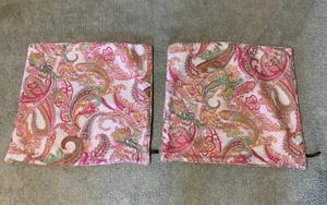 2 Lauren Ralph Lauren Kissenbezüge 20x20 Rosa Orange Grün Paisley Kinderzimmer GUC - Bild 1 von 7