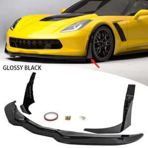 Front Lip Splitter For 2014-2019 Chevrolet Corvette C7 Stingray Stage 3 Primed - Picture 1 of 11