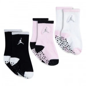 NEW NIKE AIR JORDAN 3 PIECE INFANT SET BABY SOCKS 6-12 MONTHS PINK/BLACK/WHITE - Picture 1 of 2