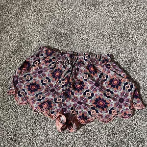 Alya Floral Shorts Lounge Stretch Waist Pull On Womens Sz S - Picture 1 of 10
