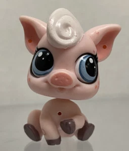 Littlest Pet Shop Pig #3744 Lolly Pinkington LPS Brown Hoof Blue Dot Eye Clean - Picture 1 of 6
