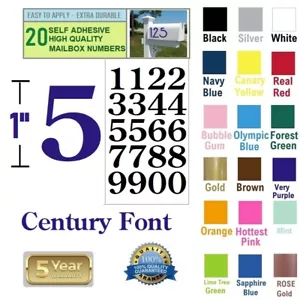 LOT Of 20, 1" High SELF ADHESIVE VINYL MAILBOX NUMBERS, DOOR,LOCKERS, CENTURY - Picture 1 of 9