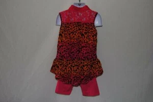 George Girls' 2 piece Chiffon tunic and biker short set Racy pink 4/5 leapord - Picture 1 of 2
