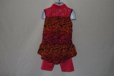 George Niñas 2 Piezas Chifón Túnica y Motociclista Conjunto Corto Racy Rosa 4/5 Leapord Foto 1 de 2