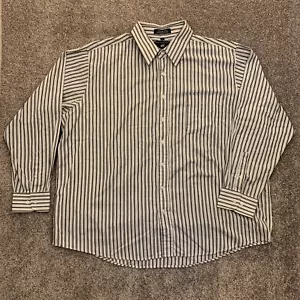 Beverly Hills Polo Club Mens Long Sleeves Button Up Gray Striped Shirt Size 2X - Picture 1 of 9