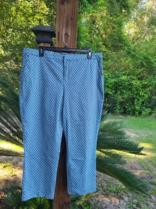 NYDJ Damen 20W Stretch Capri Hose Gr. 20W Lift Tuck Technologie Geometrisches Muster Blau - Bild 1 von 7