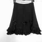 Rare! Juliette Longuet 100% Black Silk Pleated Ruffle Skirt Women's Size Small