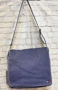 Tommy Hilfiger Blue Denim Messenger CROSS BAG Bag Shoulder Strap w/Logo -NEW - Picture 1 of 12