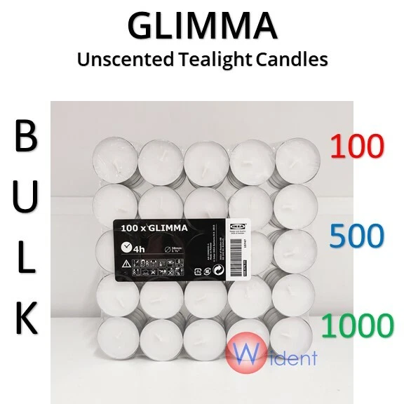 IKEA GLIMMA Velas Tealight Sin Perfume Paquete de 100 200 500 1000 Foto 1 de 1