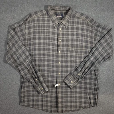 Vintage Gitman Bros Rayon Shirt Mens Large Gray Plaid Long Sleeve Made in USA - Image 1 of 4