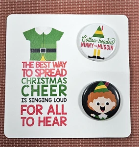 2 Vintage ELF Christmas Movie Pins Pinback Buttons (Cotton-Headed Ninny-Muggin+) - Picture 1 of 2