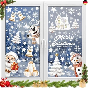 Etopgo Fensterbilder Weihnachten Selbstklebend, 9 Blatt 146 Stk Weihnachts - Bild 1 von 7