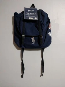 NEW! POLO RALPH LAUREN Navy Blue Cotton Backpack Travel School Gym Weekend Bag - Picture 1 of 9