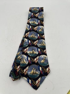 Tommy Hilfiger Nautical Tie Sailboat Yacht Flags Made in USA 100% Italian Silk - Picture 1 of 8