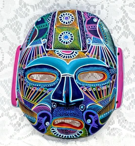 VINTAGE NOVICA Terrakotta Ton Keramik handbemalt Vogel Maske "Jade Olmeken Herr" - Bild 1 von 14