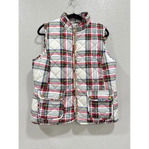 St John's Bay Plaid Quilted Vest Puffer Sleeveless Jacket Womens Large - Picture 1 of 6