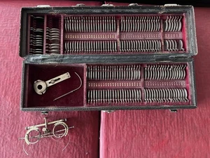 OPTOMETRIST EYEGLASS LENS TOOL SET CASE Quackery Lot Eye Horror Monster Hardy - Picture 1 of 15