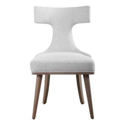 Silla con detalles de madera y tela Uttermost Klismos en blanco/tono madera (juego de 2) Foto 1 de 2