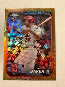 2024 Topps Chrome Logofractor Luken Baker Gold /50 #132 Rookie Cardinals RC - Picture 1 of 2