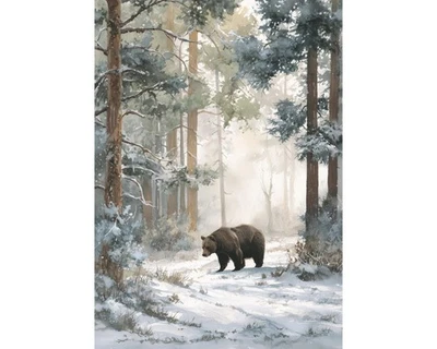 Winter Bear Poster – Snowy Forest Watercolor Wall Art Print - Image 1 of 4