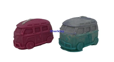 Purple Blue & Pink Camper Van Bus Candles Soy Wax Pillars Aroma Decor - Image 1 of 4