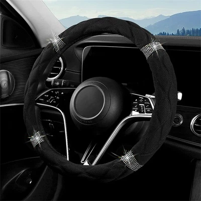 15" Diameter New Genuine Leather Black Car Steering Wheel Cover For Renault USA - Image 1 of 4