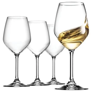 14.75 oz White Wine Glasses (Set Of 4): Crystal Clear Star Glass, Laser Cut R... - Picture 1 of 9