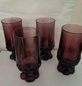 4 Franziskaner Tiffin Vintage Pflaume Lila Formell Abendessen Amethyst Kelch Gläser - Bild 1 von 4