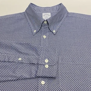 Brooks Brothers Regent Button Down Shirt Blue Geometric Men’s Large Cotton EUC - Picture 1 of 6
