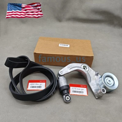 Tensioner Pulley & Serpentine Drive Belt Kit For 2006-2011 Honda Civic 1.8L !US Foto 1 de 4