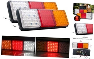 2x LED Tail Lights 24V Brake Reverse 108LEDs Trailer Truck Boat Indicator - Picture 1 of 5