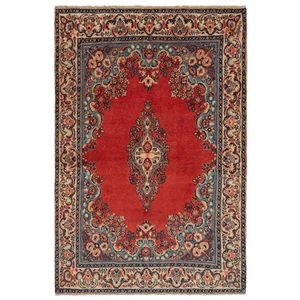 Alfombra persa anudada a mano Sarough 157x100 cm Orient Wolle Carpet Rug roja - Imagen 1 de 9