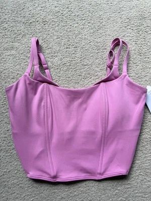 Gilly Hicks Recharge Pink Corset Women Tank Top Sleeveless Active Fitted Crop L - Image 1 of 4