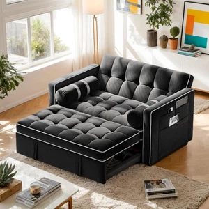 3 in 1 Convertible Sleeper Sofa Bed,Pull Out Couch for Living Room with USB Port - Picture 1 of 8
