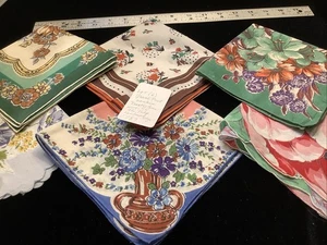 1787🌟Lotto fazzoletti vintage fantasia stampa floreale sfumature di VERDE (6) - Foto 1 di 15