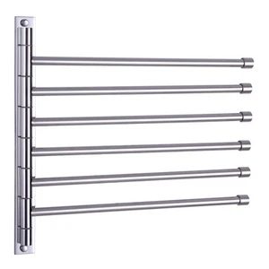 Bathroom Swing Arm Towel Bars Wall Mount Bath Towel Rack with 6 Arms Hanger T... - Picture 1 of 8