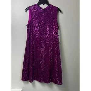 Kensie Fuchsia Sequin Sleeveless Mock Neck Bow Back Party Dress Size 2 NWT - Picture 1 of 12