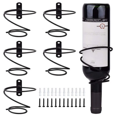 Paquete de 6 estantes de vino montados en la pared - Soporte de exhibición de botellas de vino tinto con tornillos M... Foto 1 de 4