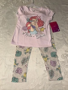 Disney Princess The Little Mermaid Ariel Shirt & Pants Outfit Set Size 4T NWT - Picture 1 of 7