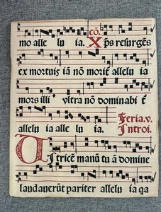 Mid Century Reproduktion mittelalterlicher gregorianischer Ostern christlicher Gesang auf Papier  - Bild 1 von 24