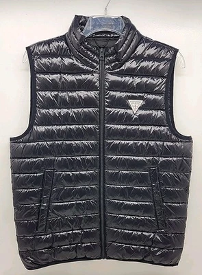 Colete Guess Puffer Masculino Tamanho G Preto e Brilhante. Perfeito para temporada de outono - Imagem 1 de 4