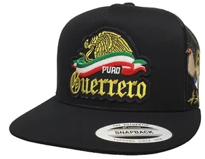 SOMBRERO PURO GUERRERO Y SU GALLO MEXICANO LOGOTIPO FEDERAL EL CHAPO GUZMÁN MALLA NEGRA - Imagen 1 de 3