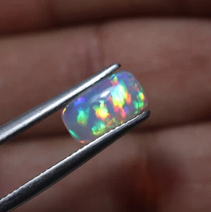 0,90 Cts 10,5x6,1x3 MM Naturale AAA Arcobaleno Fuoco Opale Etiope Cuscino Cabochon - Foto 1 di 10