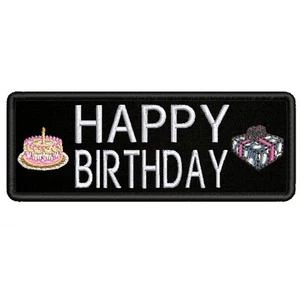 Happy Birthday Embroidered Patch Iron-on / Sew-on Badge Name Tag 4" Applique - Bild 1 von 12
