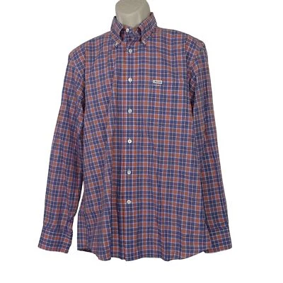 Camisa Faconnable Club Manga Larga Azul Naranja A Cuadros Abotonada Hombres Talla L Foto 1 de 4