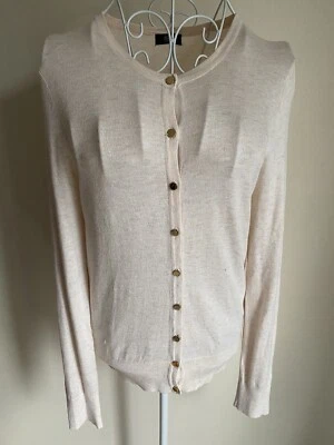 F&F Women Cardigan Size 8 Light Beige Grey Mix With Gold Buttons Long Sleeved - Image 1 of 4