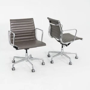 2013 Herman Miller Eames Aluminum Group Desk Chairs in Brown Leather 9x Avail - Picture 1 of 12